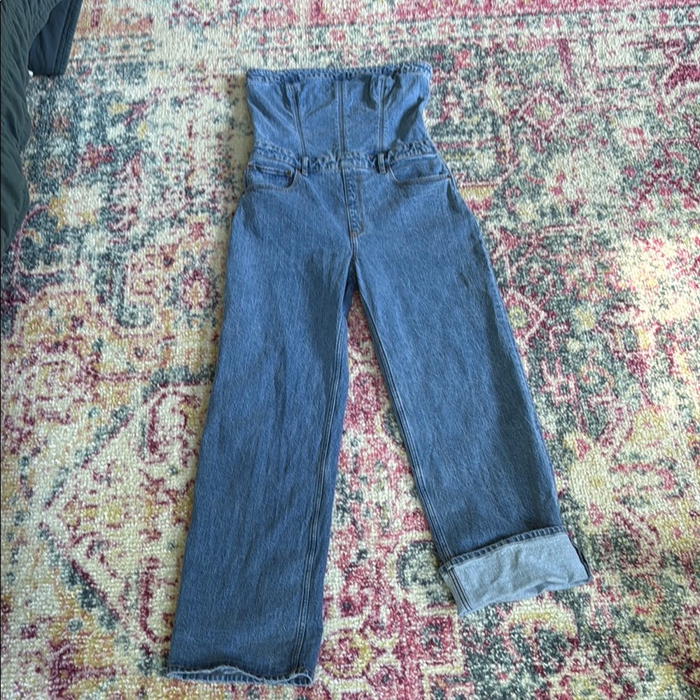 Abercrombie & Fitch Blue Denim Strapless Romper